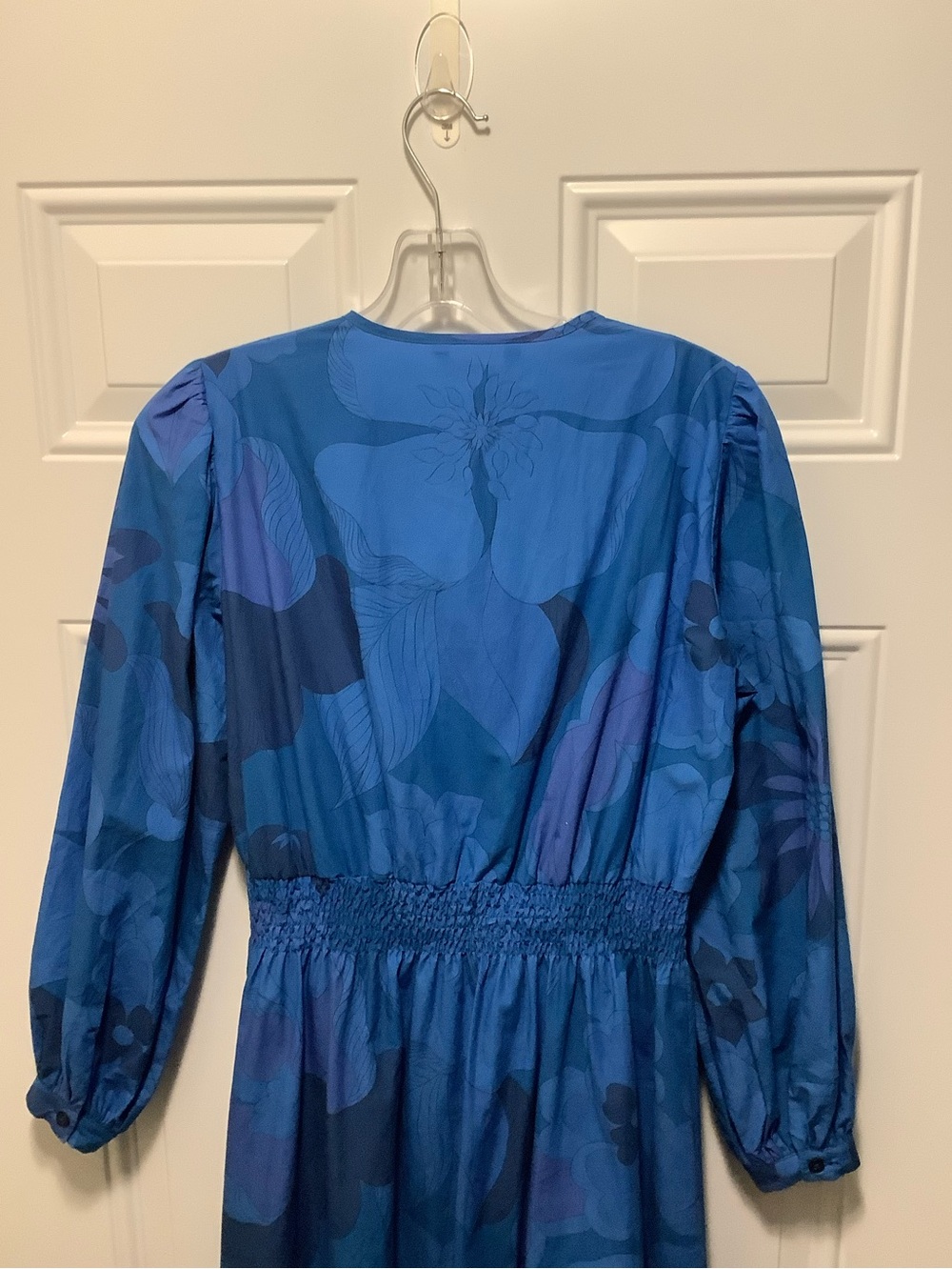 Tucker NYC| Juliette Blue Retro Floral Tiered Sz XS Dress Modest Organic Cotton - Picture 4 of 13
